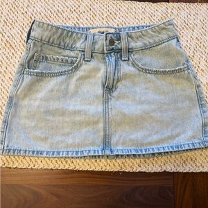 Hollister Faded Light Blue Denim Mini Skirt